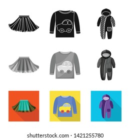 Vector illustration of fashion and garment icon. Set of fashion and cotton stock symbol for web.