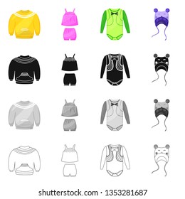 Vector illustration of fashion and garment logo. Collection of fashion and cotton stock symbol for web.