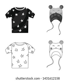 Vector illustration of fashion and garment logo. Collection of fashion and cotton stock symbol for web.
