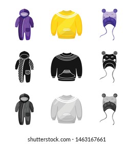 Vector illustration of fashion and garment logo. Collection of fashion and cotton stock vector illustration.
