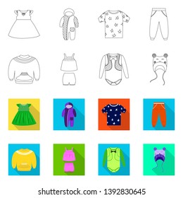 Vector illustration of fashion and garment sign. Collection of fashion and cotton stock vector illustration.
