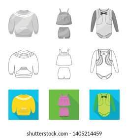 Vector illustration of fashion and garment sign. Set of fashion and cotton stock symbol for web.