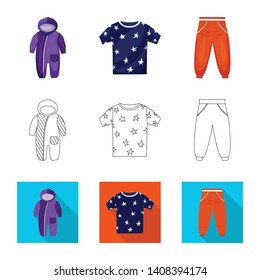 Vector illustration of fashion and garment sign. Collection of fashion and cotton stock vector illustration.