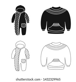 Vector illustration of fashion and garment sign. Collection of fashion and cotton vector icon for stock.