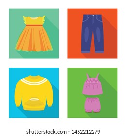 Vector illustration of fashion and garment sign. Collection of fashion and cotton stock vector illustration.