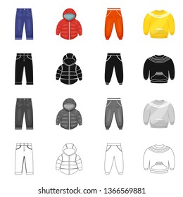 Vector illustration of fashion and garment symbol. Set of fashion and cotton stock vector illustration.