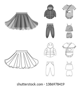 Vector illustration of fashion and garment symbol. Set of fashion and cotton vector icon for stock.