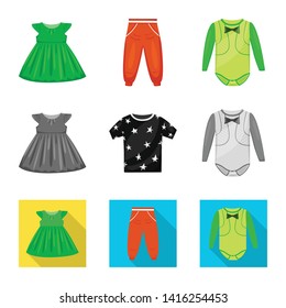 Vector illustration of fashion and garment symbol. Collection of fashion and cotton vector icon for stock.