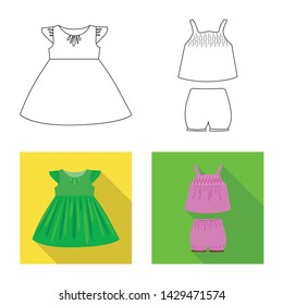 Vector illustration of fashion and garment symbol. Collection of fashion and cotton vector icon for stock.