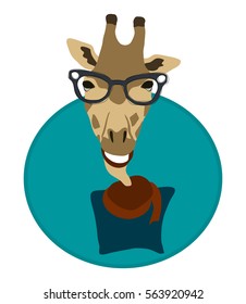 Vector illustration fashion giraffe with glasses