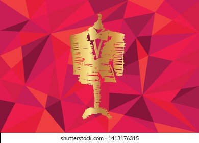 Vector Illustration of Fashion Mannequin Icon with Red Polygon and Geometric. Graphic Design for Template, Layout, Background, Poster and More.
