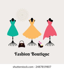 Vector illustration of fashion mannequin a fashion show, body forms, fashion mannequin,  Retro Fashion Shows, Vintage Boutique.