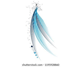 Vector illustration of a fashion model sketch wearing a dress with blue and black stokes