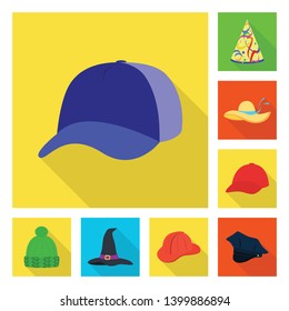 Vector illustration of fashion and profession icon. Collection of fashion and cap vector icon for stock.