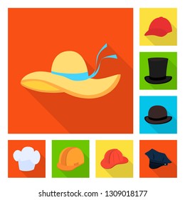 Vector illustration of fashion and profession sign. Collection of fashion and cap vector icon for stock.