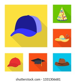 Vector illustration of fashion and profession sign. Collection of fashion and cap stock symbol for web.