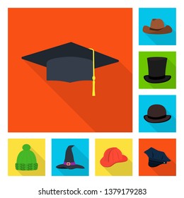 Vector illustration of fashion and profession sign. Collection of fashion and cap vector icon for stock.