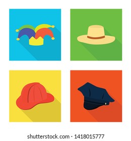 Vector illustration of fashion and profession symbol. Set of fashion and cap stock vector illustration.