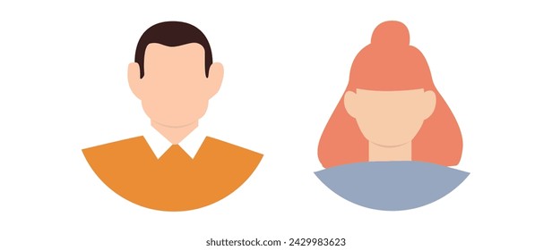 Vector illustration. Fashion profile of man and woman. Avatar, user profile, person icon, silhouette, profile picture. Suitable for social media profiles, icons, screensavers and as a template.