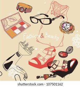 vector illustration of fashion shoes and accessories