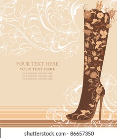 vector illustration of fashion shoes on a floral background