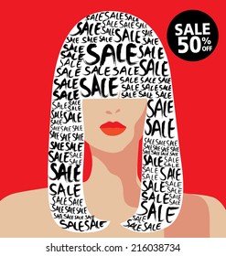 Vector illustration of fashion, shopping, sale, typography