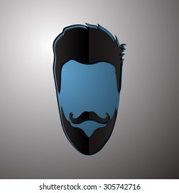 vector illustration of fashion silhouette hipster style. Beard design. Beard cut paper. Beard logo. Beard concept.