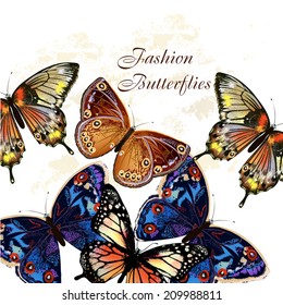 Vector illustration with fashion stylish butterflies