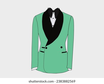 Vector illustration of fashion stylish Tuxedo men's clothes in green color. Business background fashion theme concept.