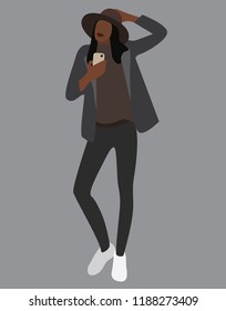 Vector illustration of fashion trendy woman in hat