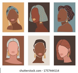 Vector illustration with fashion women portraits. Fashion illustration. 