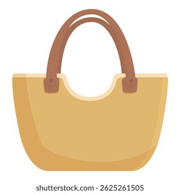 Vector illustration of a fashionable beige tote bag with brown handles isolated on a white background