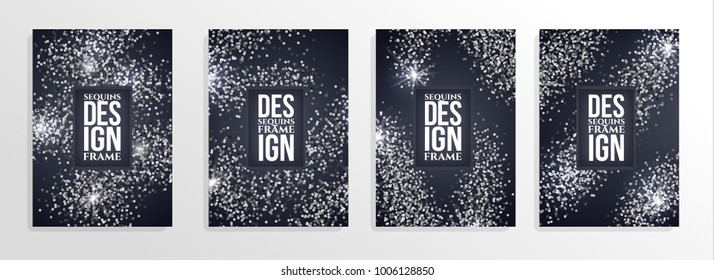vector illustration. fashionable black shiny sequins. graphic design modern fashion frame. element for design business cards, invitations, gift cards, flyers and brochures. design on A4 sheet vector