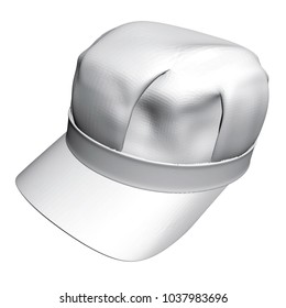 Vector illustration of a fashionable cap with a visor. Design solution. 3D. Different angles. White polygonal cover. Isometry.