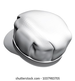 Vector illustration of a fashionable cap with a visor. Design solution. 3D. Different angles. White polygonal cover. Isometry.