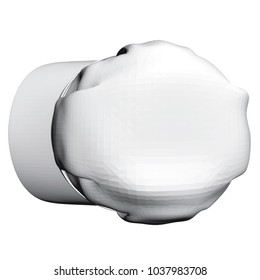 Vector illustration of a fashionable cap with a visor. Design solution. 3D. Different angles. White polygonal cover. View from above.