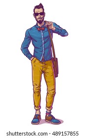 Vector illustration of a fashionable guy