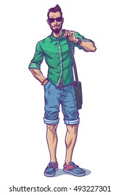 Vector illustration of a fashionable guy
