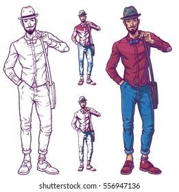 Vector illustration of a fashionable guy