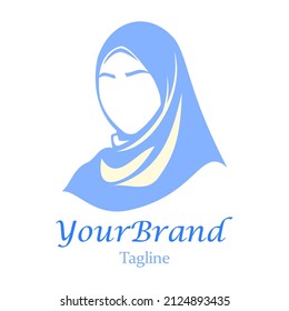 Vector illustration of fashionable hijab logo with text for your slogan.