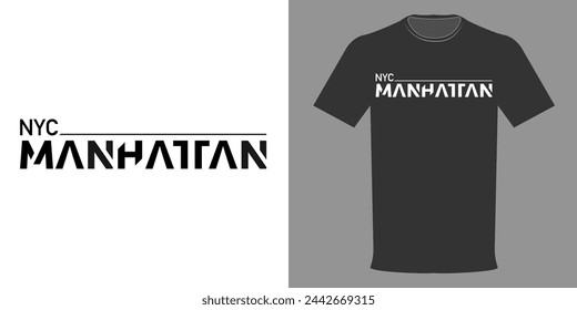 Vector illustration of a fashionable t-shirt MANHATTAN, New York. Typographic print, trendy design