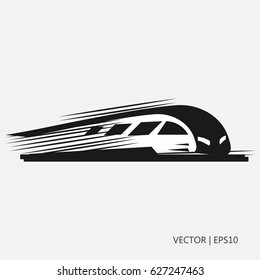 Vector illustration: fast black train. Modern train. Simple icon. Flat design