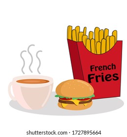 Vector illustration of fast food and beverage