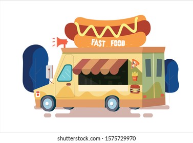 Vector illustration, fast food car.