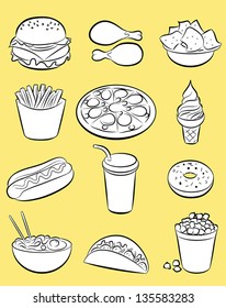 vector illustration of fast food collection