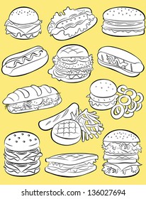vector illustration of  fast food collection