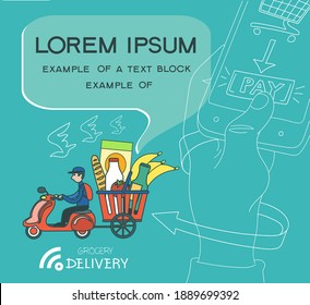 Vector illustration. Fast food delivery service. The concept of affordable and easy ordering of food.