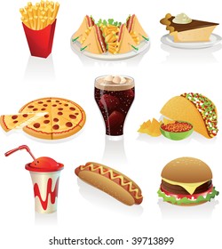 Vector illustration of fast food icons