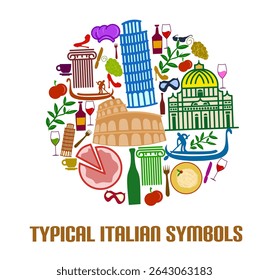 vector illustration of a fast food, Italian style and there is a flat Italian design as a promotional element for Italian food or tourism, isolated on a white background