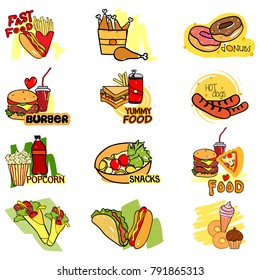 vector illustration of Fast Food label tag sticker for Advertisement
